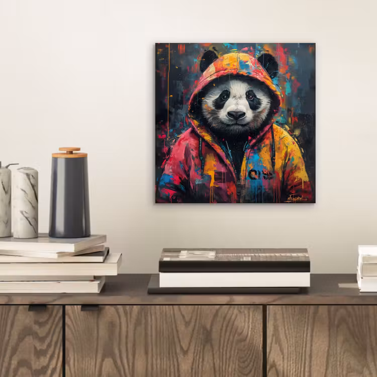 Graffiti - Panda - Jas - Kleurrijk aluminium wit klein -sfeer1