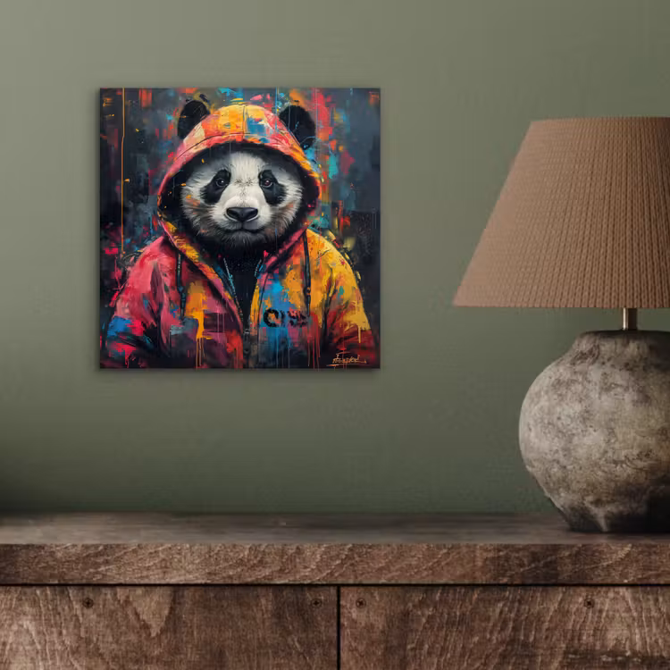 Graffiti - Panda - Jas - Kleurrijk aluminium wit klein -sfeer2
