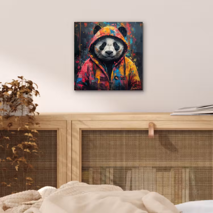 Graffiti - Panda - Jas - Kleurrijk aluminium wit klein -sfeer3
