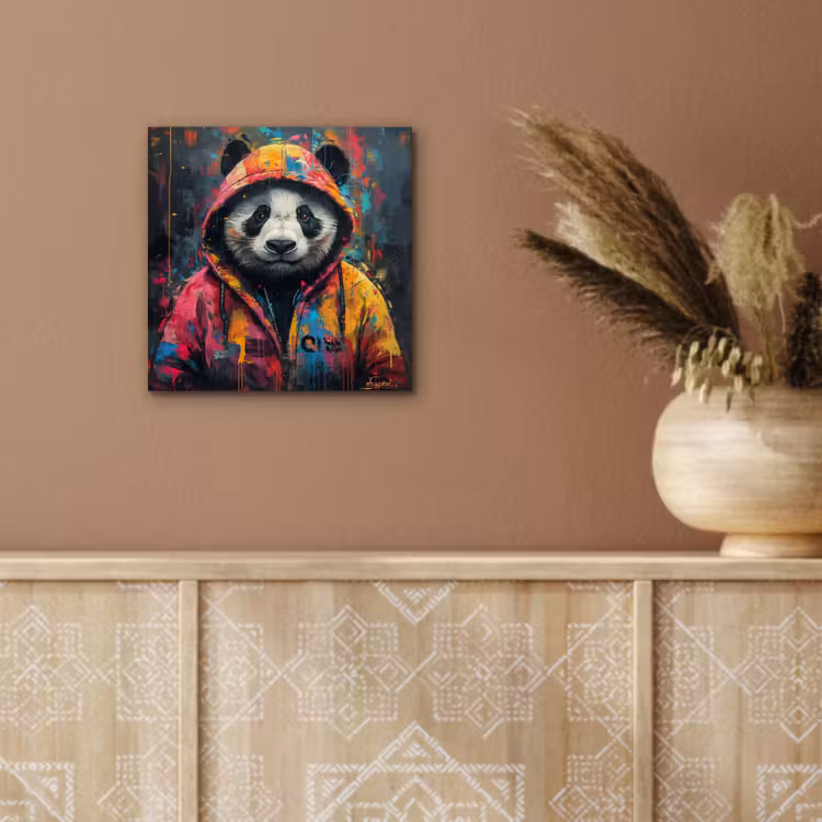 Graffiti - Panda - Jas - Kleurrijk aluminium wit klein -sfeer4