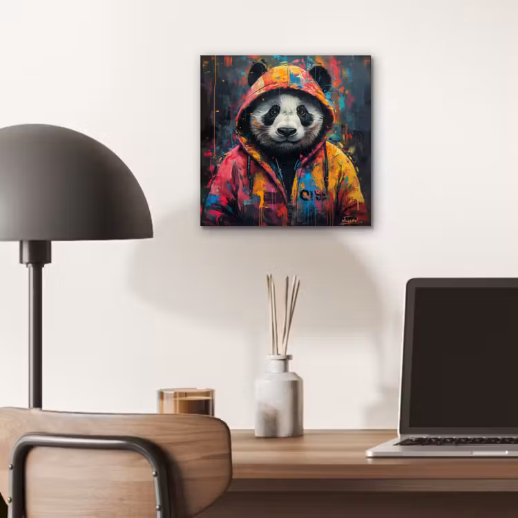 Graffiti - Panda - Jas - Kleurrijk aluminium wit klein -sfeer5
