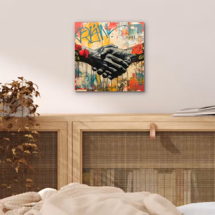 Graffiti - Rozen - Handen - Street art - Banksy aluminium wit klein -sfeer3