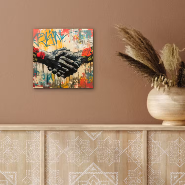 Graffiti - Rozen - Handen - Street art - Banksy aluminium wit klein -sfeer4