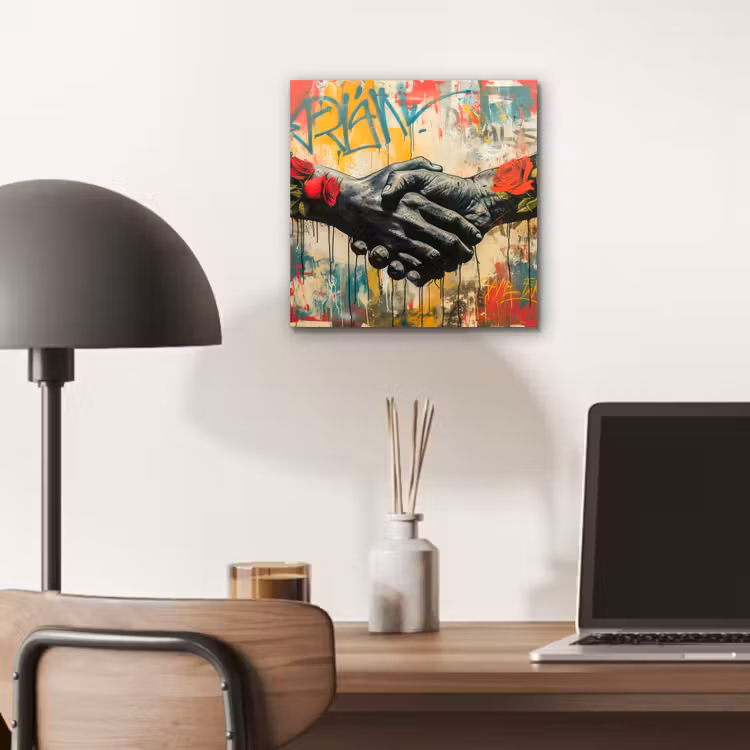 Graffiti - Rozen - Handen - Street art - Banksy aluminium wit klein -sfeer5
