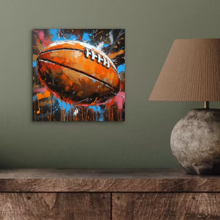 Graffiti - Rugby - Kleurrijk - Rugbybal aluminium wit klein -sfeer2
