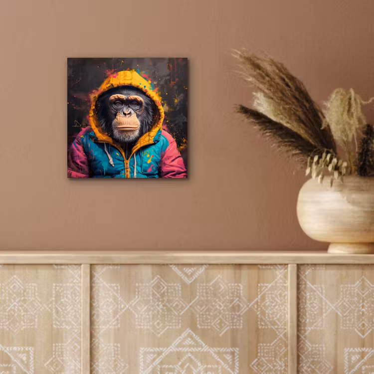 Graffiti - Chimpansee - Jas - Aap - Verf aluminium wit klein -sfeer4