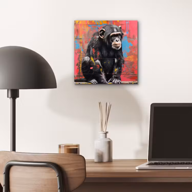 Graffiti - Chimpansee - Dieren - Street art - Banksy aluminium wit klein -sfeer5