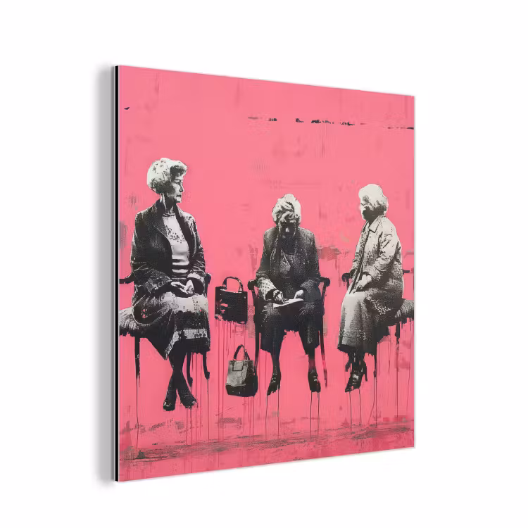 Graffiti - Vintage - Zwart - Street art - Roze - Banksy aluminium wit klein -3d