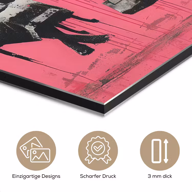 Graffiti - Vintage - Zwart - Street art - Roze - Banksy aluminium wit klein -closeup_DE