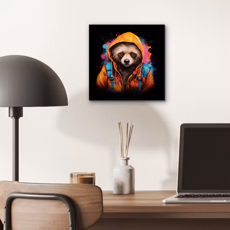 Graffiti - Wasbeer - Jas - Zwart aluminium wit klein -sfeer5