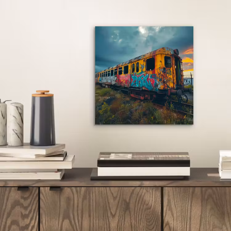 Graffiti - Trein - Street art - Verlaten aluminium wit klein -sfeer1