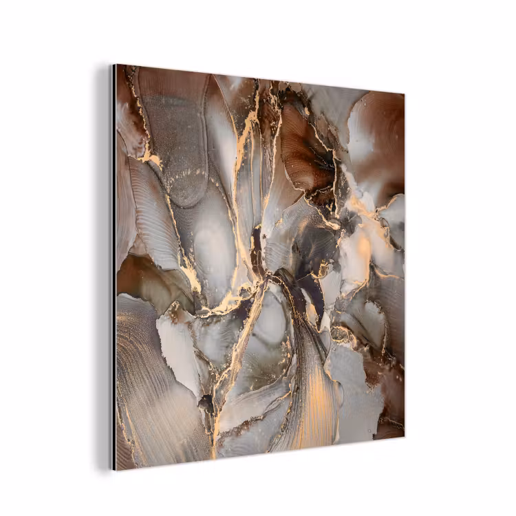 Grijs - Goud - Marmer - Marmerlook aluminium wit klein -3d