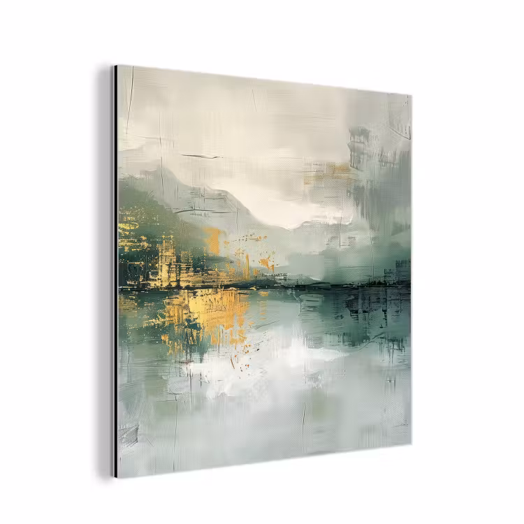 Groen - Modern - Abstract - Goud aluminium wit klein -3d