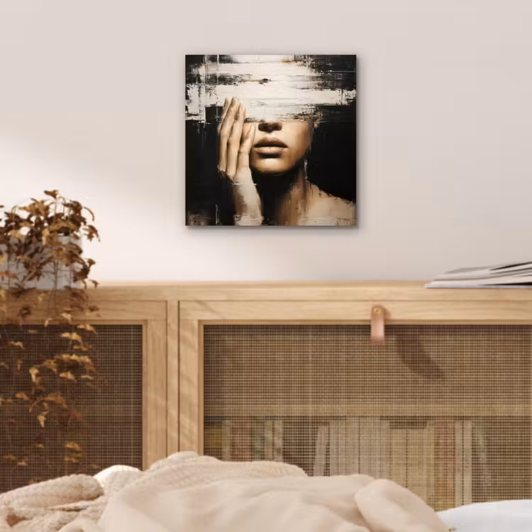 Hand - Gezicht - Strepen - Abstract aluminium wit klein -sfeer3