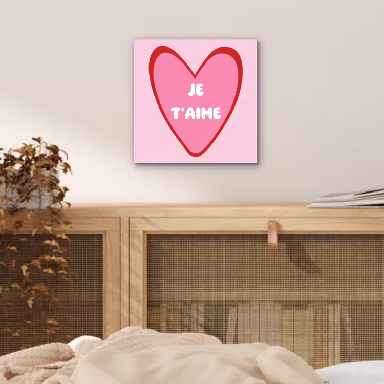 Hart - Frans - Valentijn - Roze aluminium wit klein -sfeer3