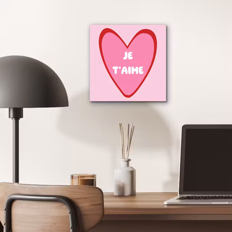 Hart - Frans - Valentijn - Roze aluminium wit klein -sfeer5