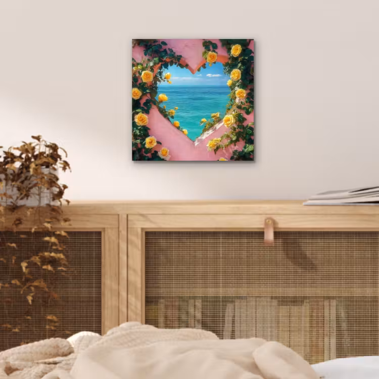 Hart - Zee - Muur aluminium wit klein -sfeer3
