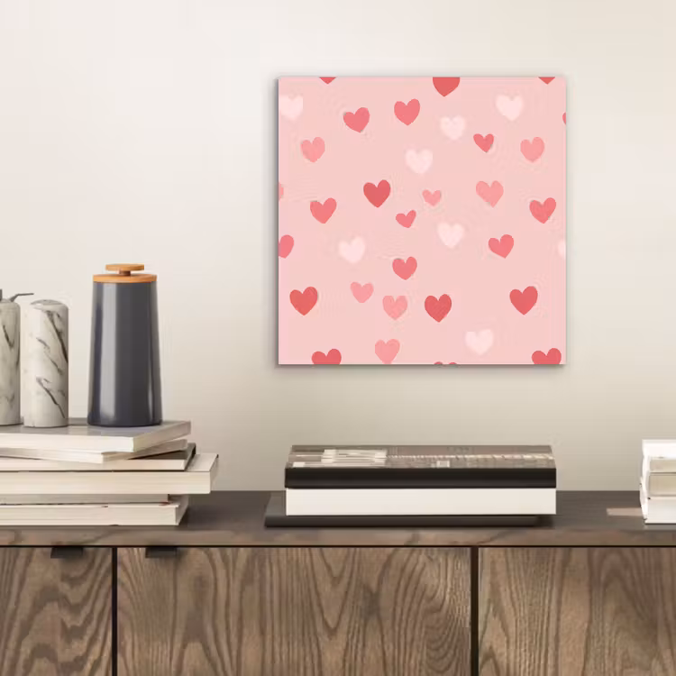 Hartjes - Patroon - Roze - Eenvoudig aluminium wit klein -sfeer1