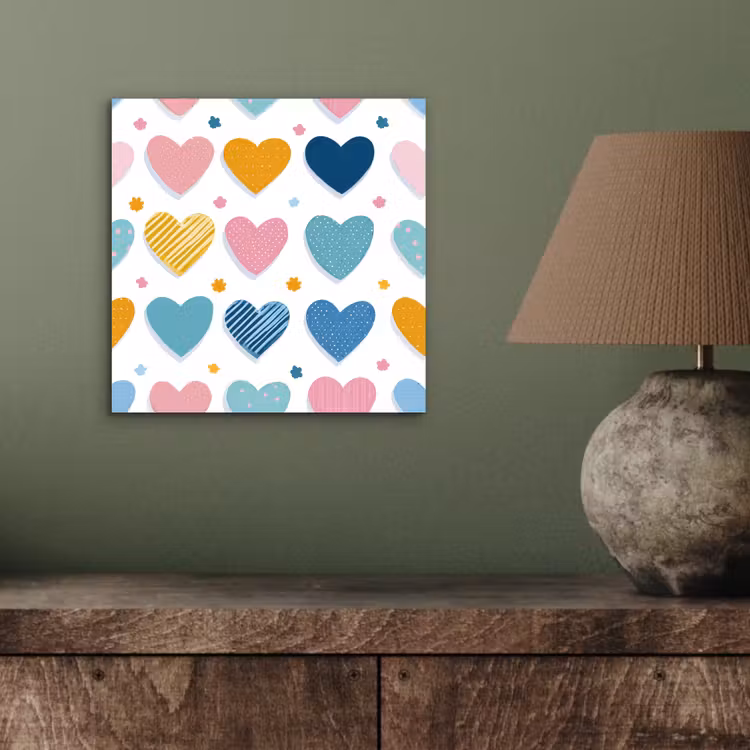Hartjes - Pastel - Kleurcontrast - Handgetekend aluminium wit klein -sfeer2
