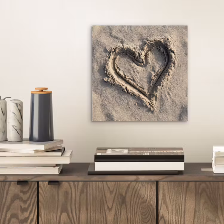 Hartvorm - Getekend - Beige - Zand aluminium wit klein -sfeer1