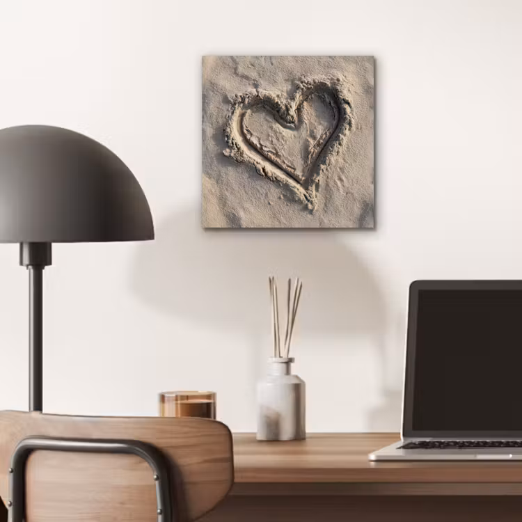 Hartvorm - Getekend - Beige - Zand aluminium wit klein -sfeer5