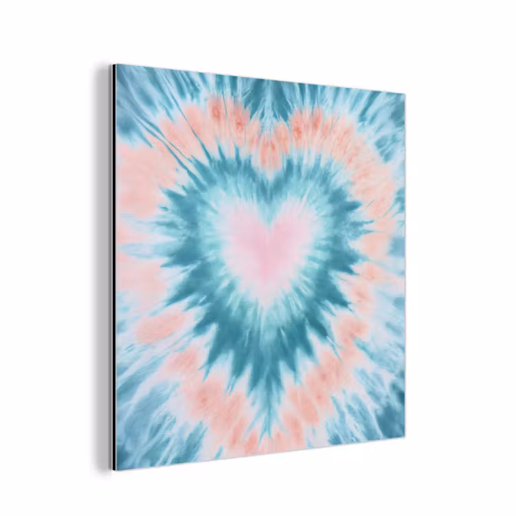 Hartvormig - Tie dye - Pasteltinten - Lichtgroen aluminium wit klein -3d