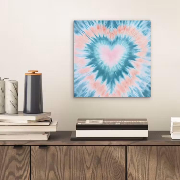 Hartvormig - Tie dye - Pasteltinten - Lichtgroen aluminium wit klein -sfeer1