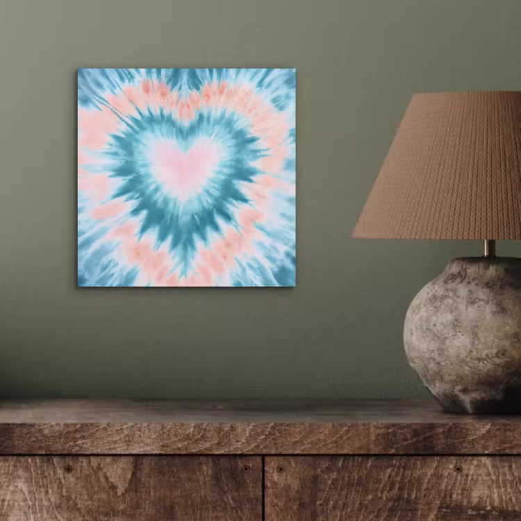 Hartvormig - Tie dye - Pasteltinten - Lichtgroen aluminium wit klein -sfeer2