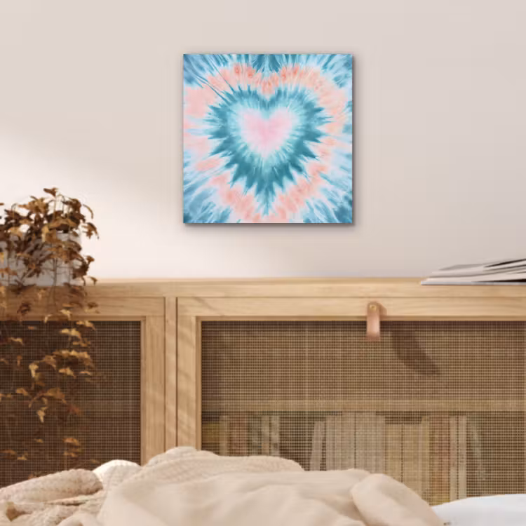 Hartvormig - Tie dye - Pasteltinten - Lichtgroen aluminium wit klein -sfeer3