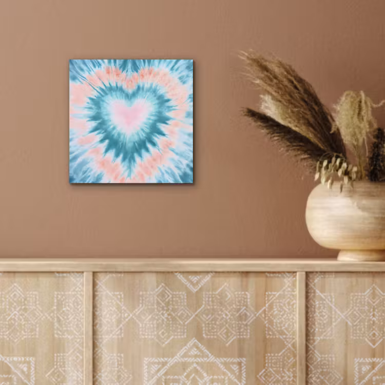 Hartvormig - Tie dye - Pasteltinten - Lichtgroen aluminium wit klein -sfeer4