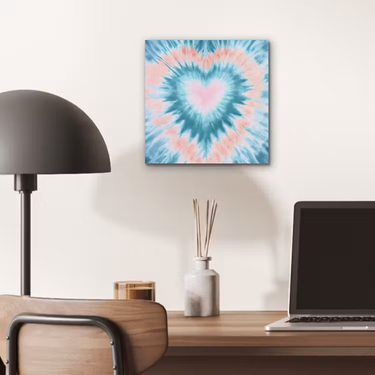 Hartvormig - Tie dye - Pasteltinten - Lichtgroen aluminium wit klein -sfeer5