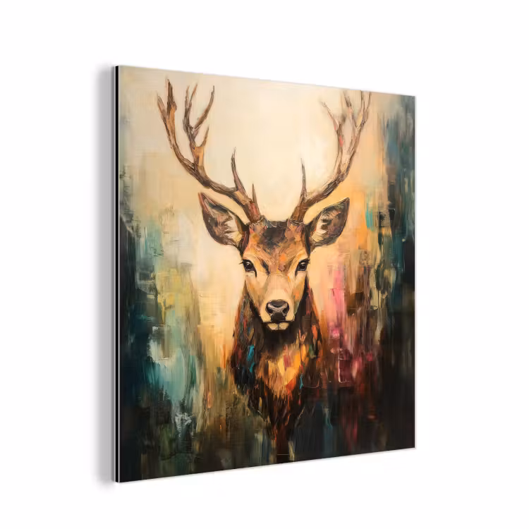 Hert - Geverfd - Gewei - Bruin aluminium wit klein -3d