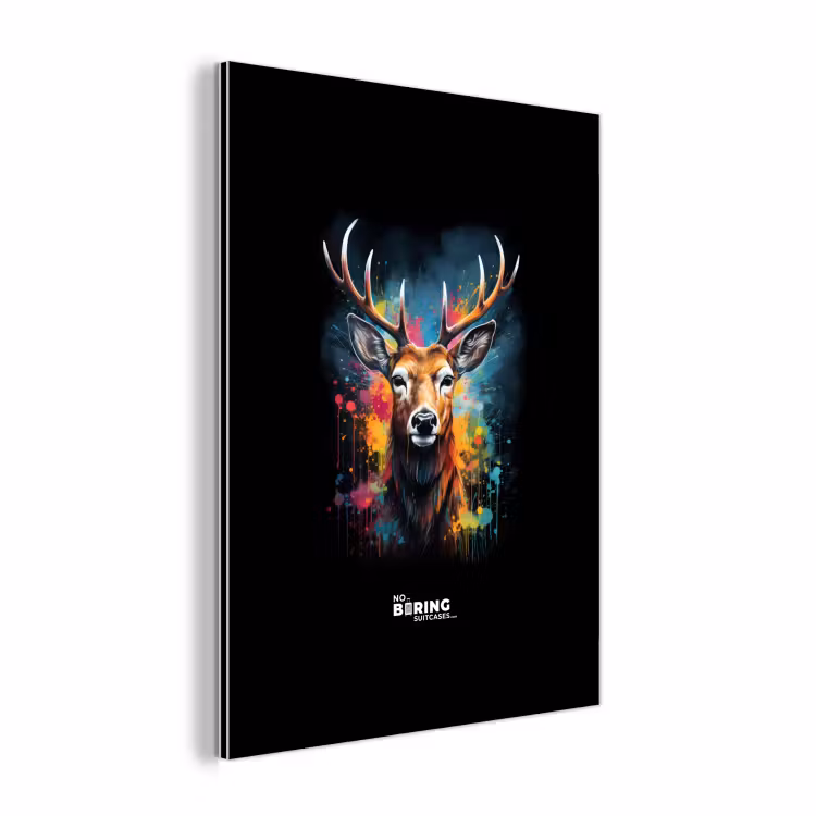 Hert met gewei tussen graffiti spray aluminium wit klein -3d