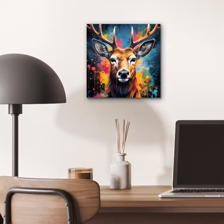 Hert - Graffiti - Dieren - Kleuren aluminium wit klein -sfeer5