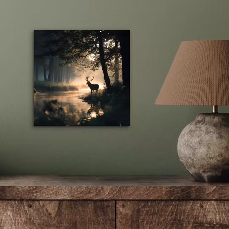 Hert - Bosbeek - Mystiek aluminium wit klein -sfeer2