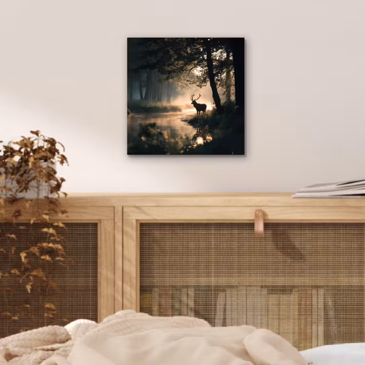 Hert - Bosbeek - Mystiek aluminium wit klein -sfeer3