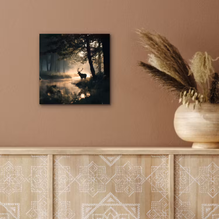 Hert - Bosbeek - Mystiek aluminium wit klein -sfeer4