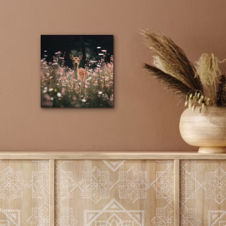 Hert - Wilde bloemen - Bos aluminium wit klein -sfeer4