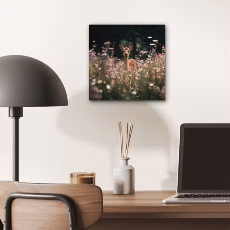 Hert - Wilde bloemen - Bos aluminium wit klein -sfeer5