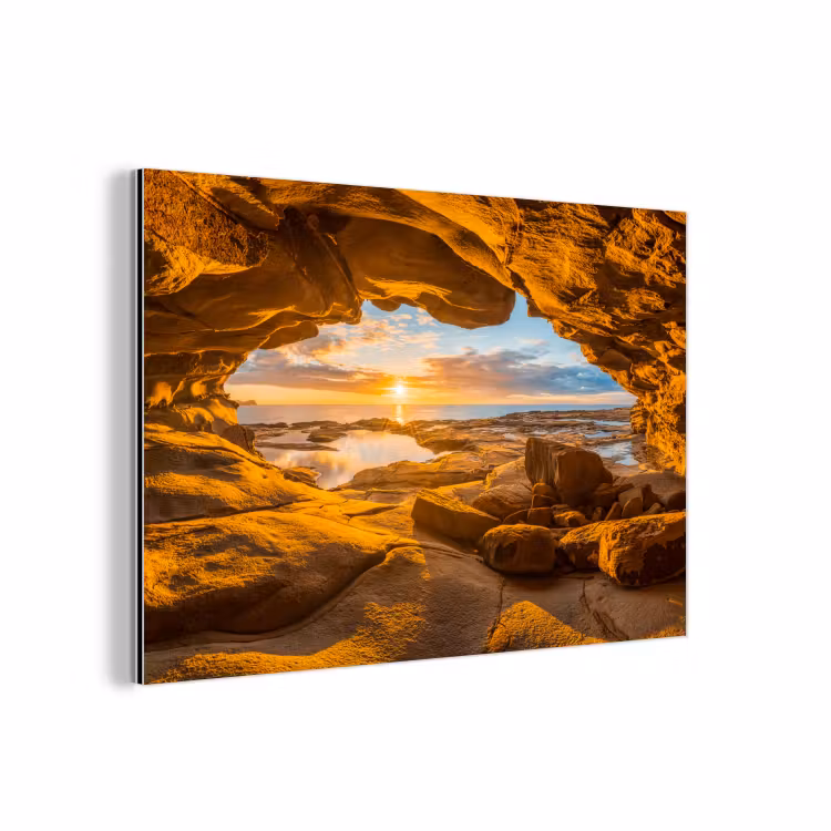 Grot - Zee - Horizon - Zonsondergang aluminium wit klein -3d