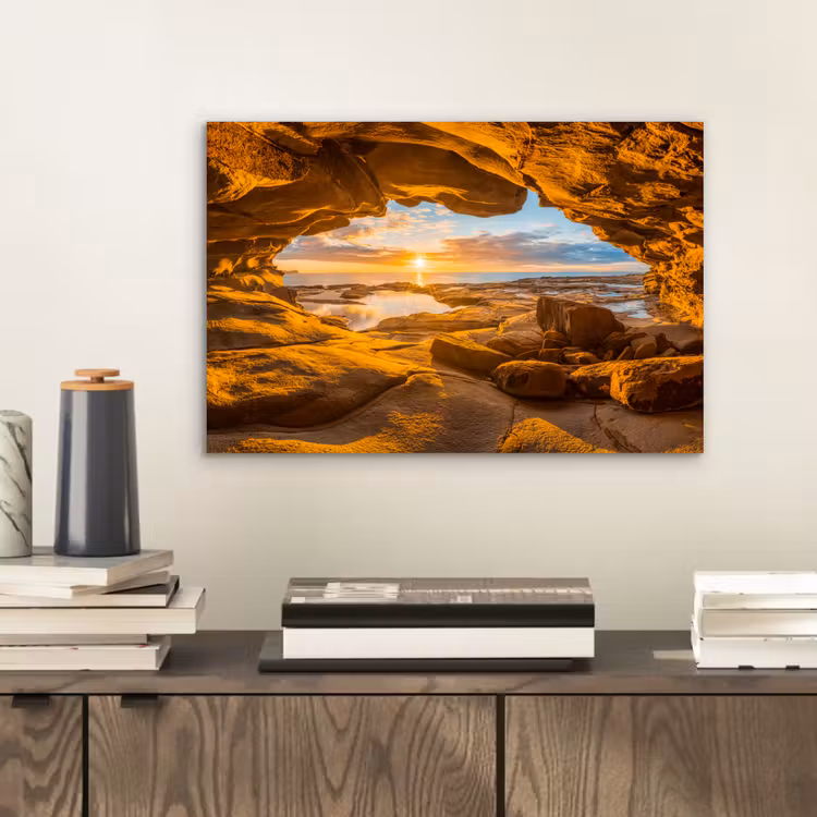 Grot - Zee - Horizon - Zonsondergang aluminium wit klein -sfeer1