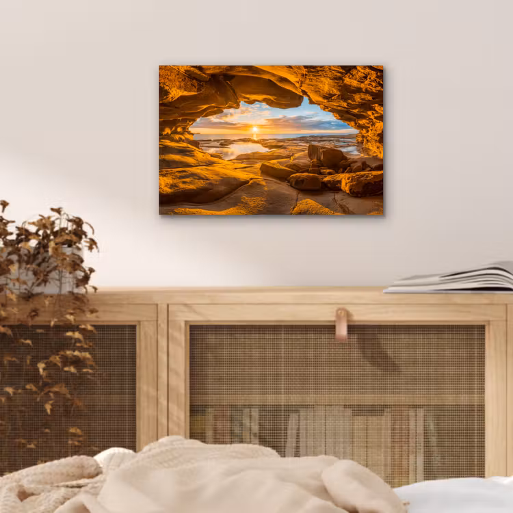 Grot - Zee - Horizon - Zonsondergang aluminium wit klein -sfeer3