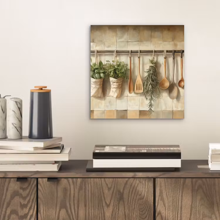Hout - Keukengerei - Stilleven - Tegels aluminium wit klein -sfeer1