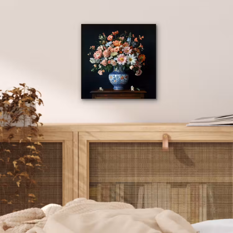 Hout - Vaas - Kleuren - Bloemen aluminium wit klein -sfeer3