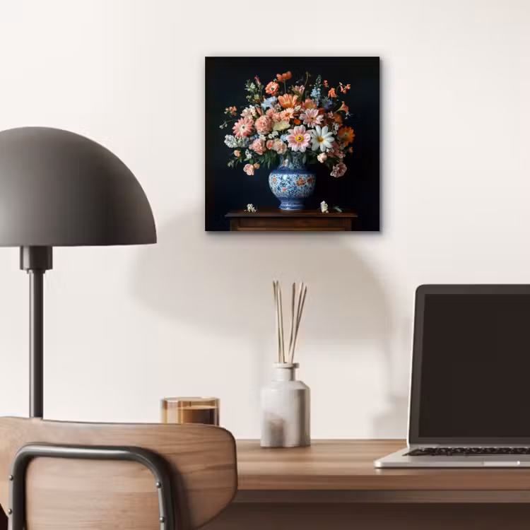 Hout - Vaas - Kleuren - Bloemen aluminium wit klein -sfeer5