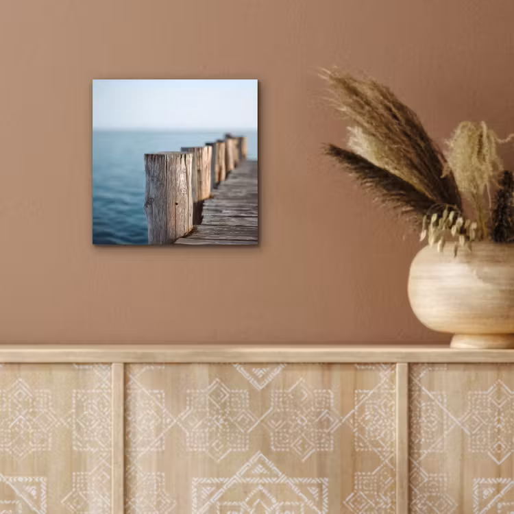 Houten steiger - Helderblauwe lucht aluminium wit klein -sfeer4