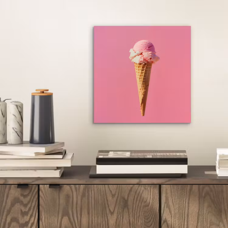 Hoorntje - Schepijs - Roze aluminium wit klein -sfeer1