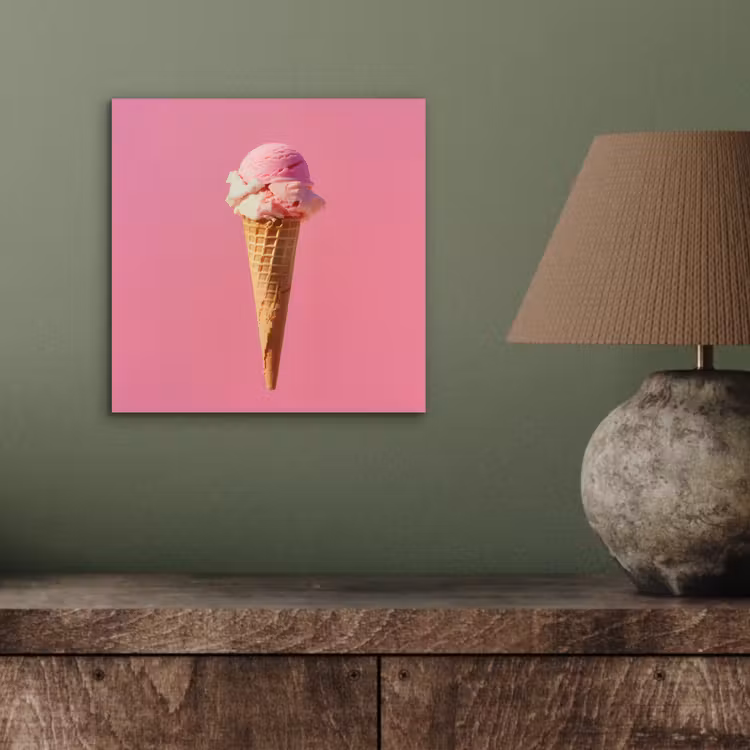 Hoorntje - Schepijs - Roze aluminium wit klein -sfeer2