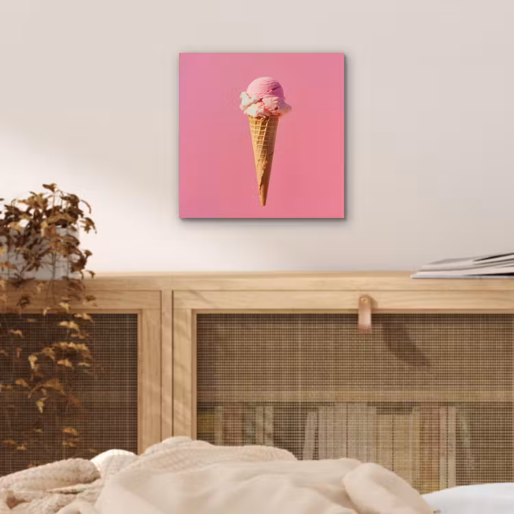 Hoorntje - Schepijs - Roze aluminium wit klein -sfeer3
