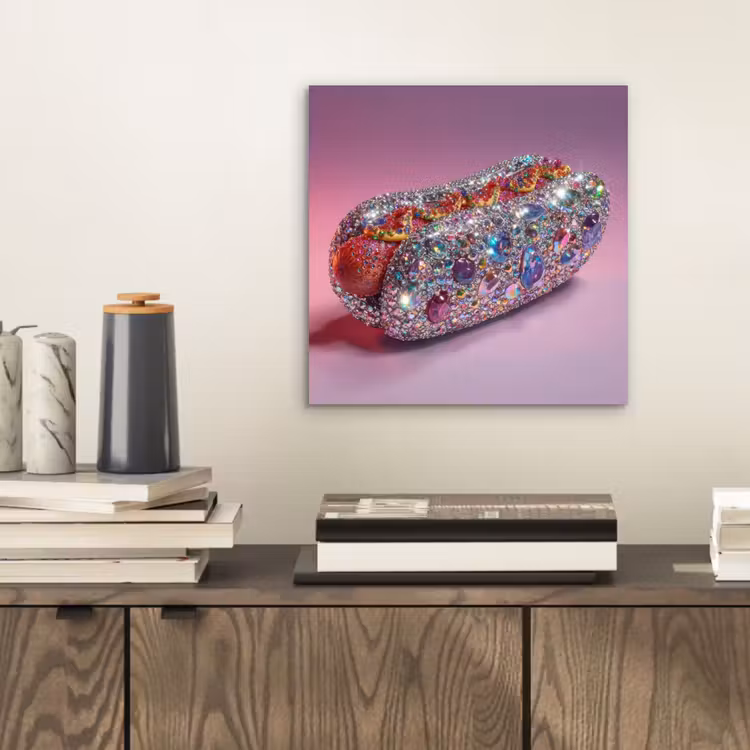 Hotdog - Steentjes - Glitters - Paars aluminium wit klein -sfeer1